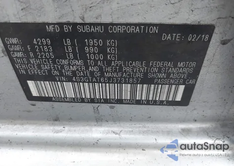 2018 Subaru Impreza 2.0I Limited from USA, damaged, VIN 4S3GTAT65J3731857